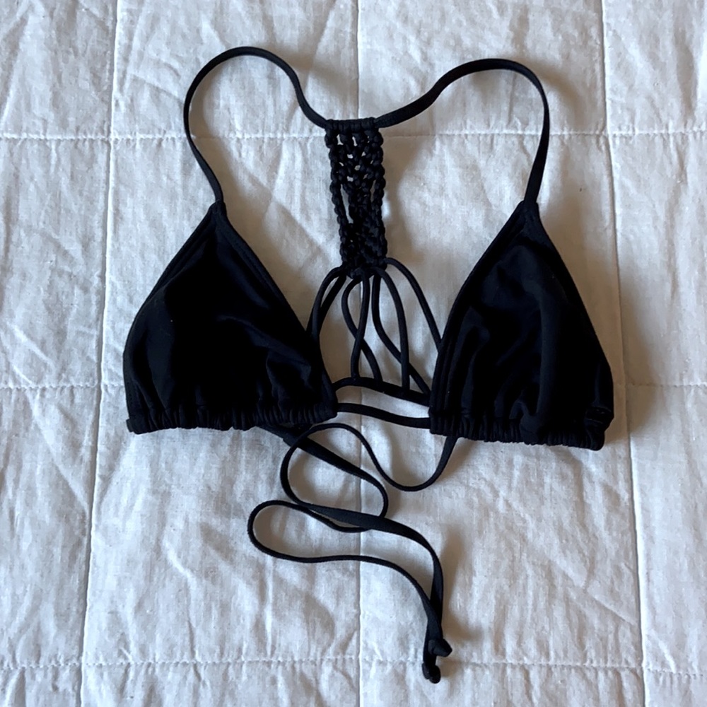 Billabong Macrame Braided Bikini Top Black
